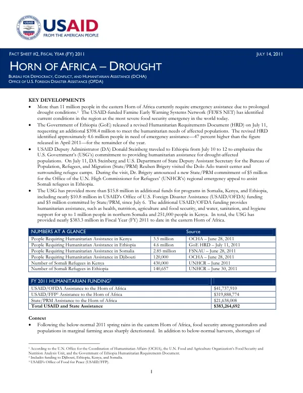 USAID-DCHA Horn of Africa Drought Fact Sheet #2