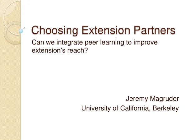 Choosing Extension Partners