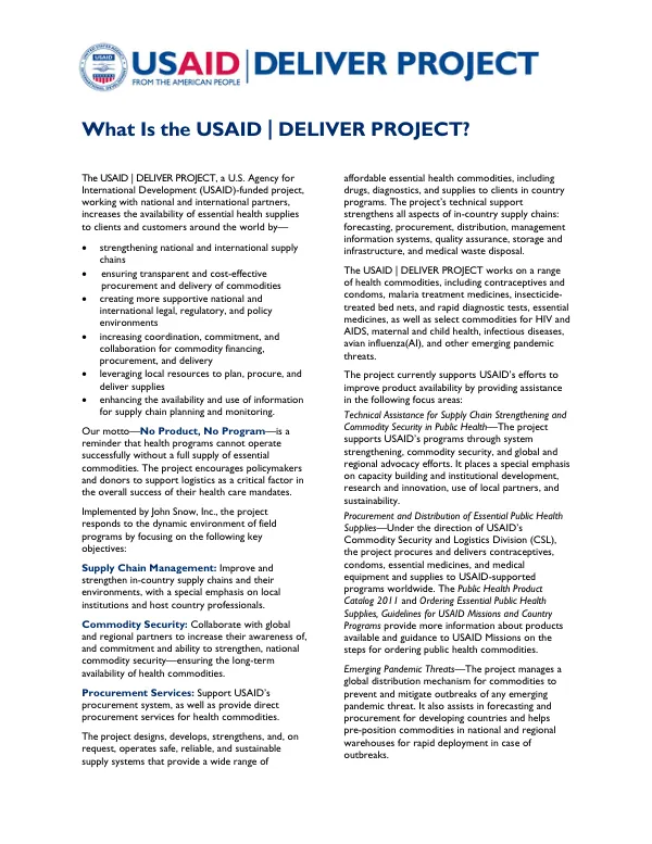What Is The USAID | DELIVER PROJECT?