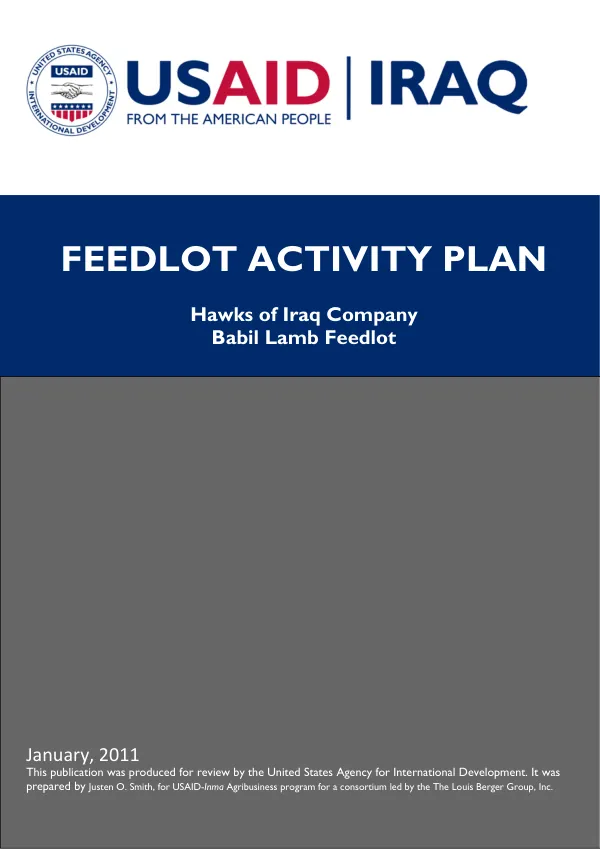 Feedlot Activity Plan for Babil Lamb Feedlot