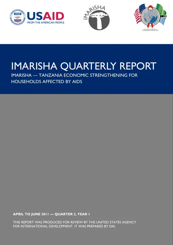 IMARISHA Quarterly Report: Tanzania Economic Strengthening for Households Affected by AIDS