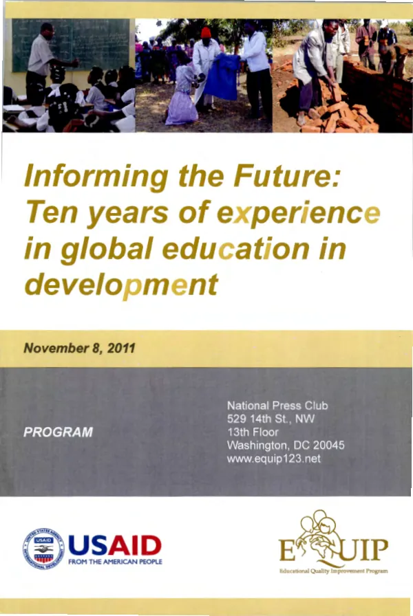 Informing the Future: Ten years of experience in global education in development