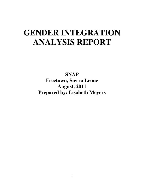Gender Integration Analysis Report