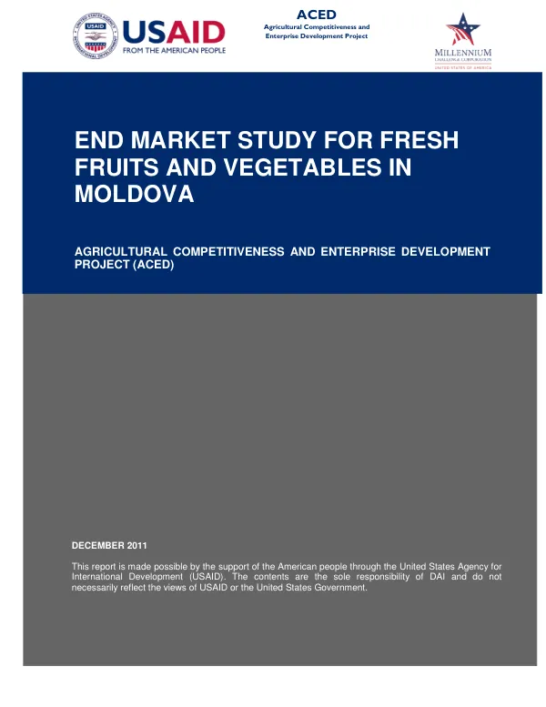 Final Market Study for Fresh Fruits and Vegetables in Moldova