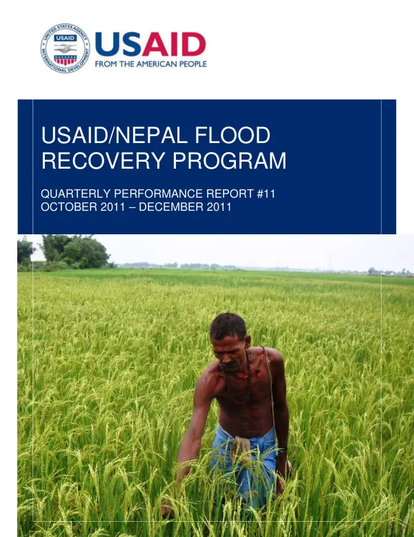 USAID-Nepal Flood Recovery Program Quarterly Performance Report #11