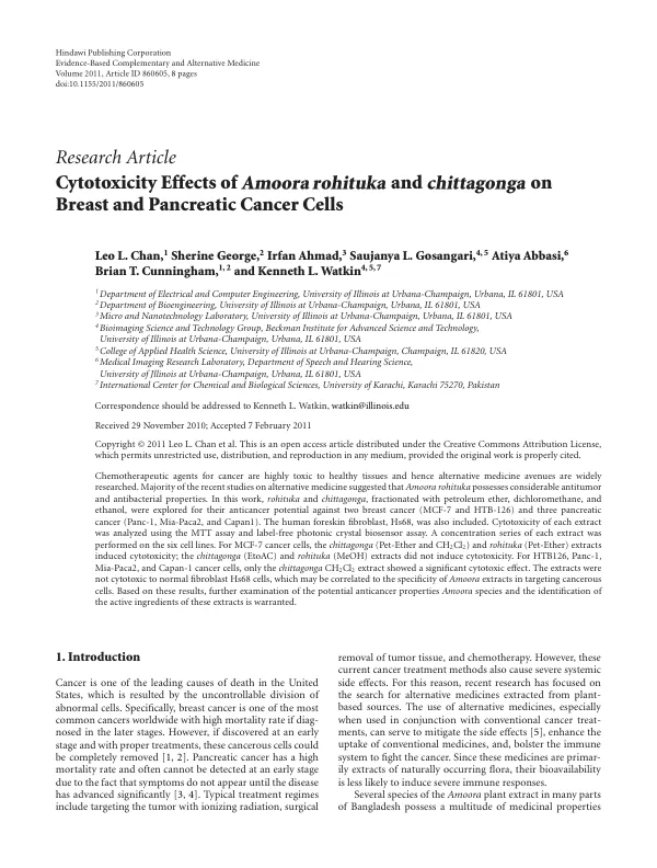 Cytotoxicity Effects of Amoora rohituka and chittagonga on Breast and Pancreatic Cancer Cells