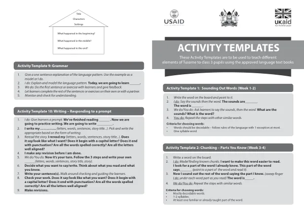 Activity Templates for Reading and Writing
