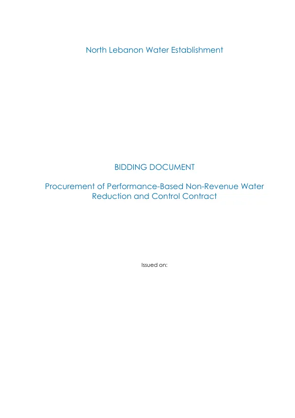 Procurement of Performance-Based Non-Revenue Water Reduction and Control Contract