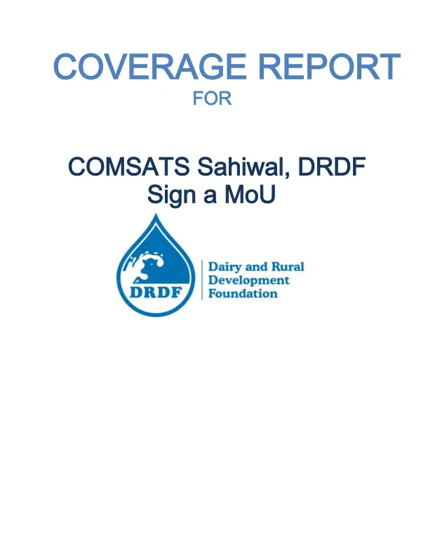 Media Coverage:Dairy Project Signs MOU with COMSATS Sahiwal