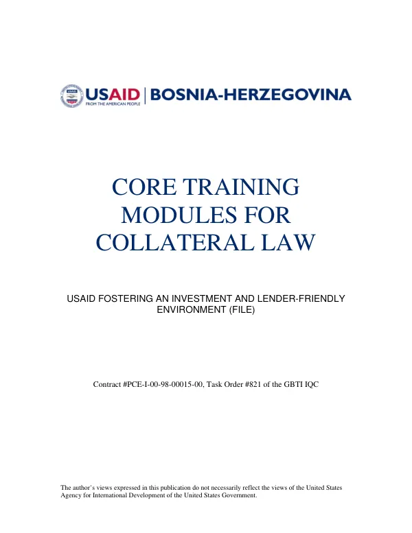 Core Training Modules for Collateral Law