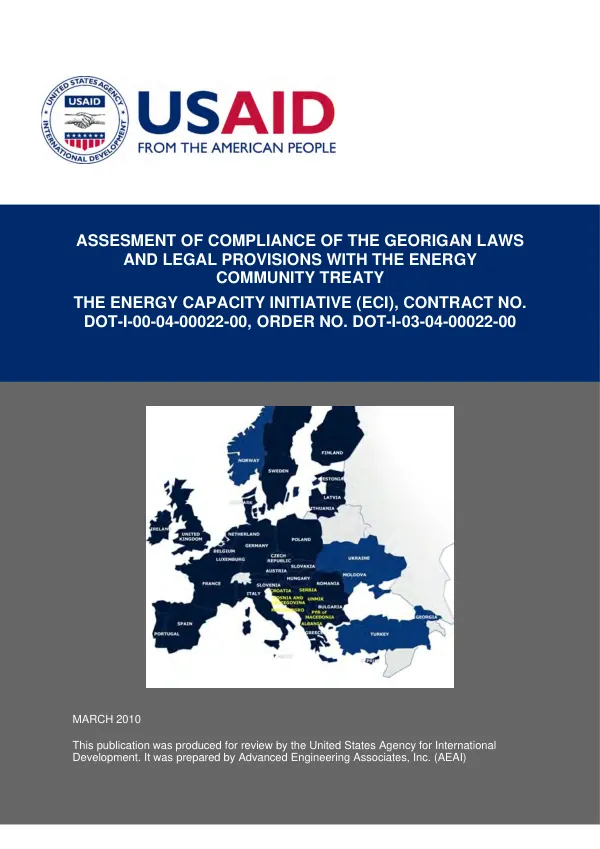 Assessment of Compliance of The Georgian Laws and Legal Provisions with The Energy Community Treaty