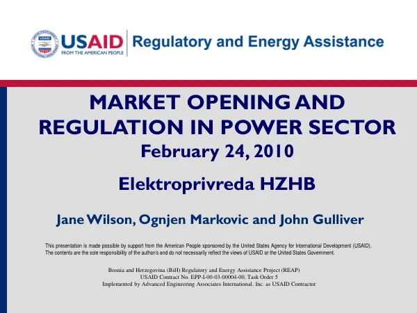 Market Opening and Regulation in Power Sector