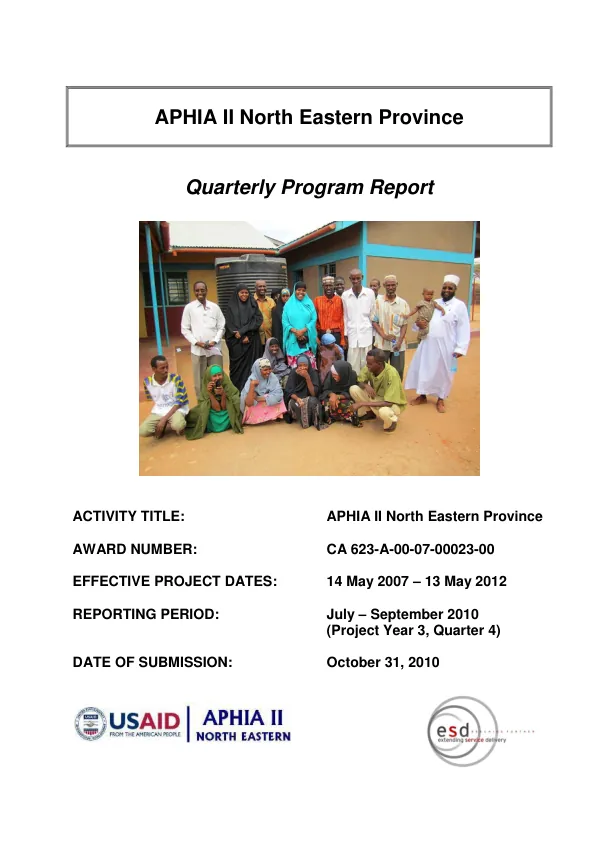 APHIA II North Eastern Province Year 3 Quarter 4 Program Report