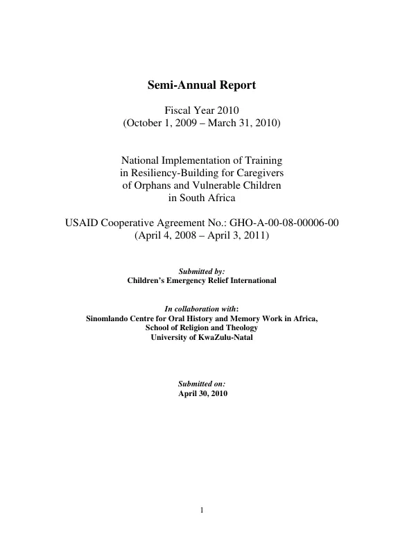Semi-Annual Report Fiscal Year 2010