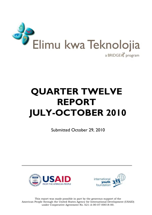 Twelfth Quarterly Report: Bridgeit Tanzania
