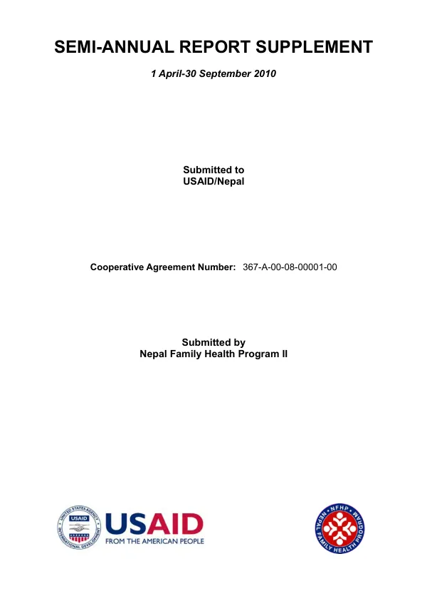 Semi-Annual Report Supplement 1 April-30 September 2010