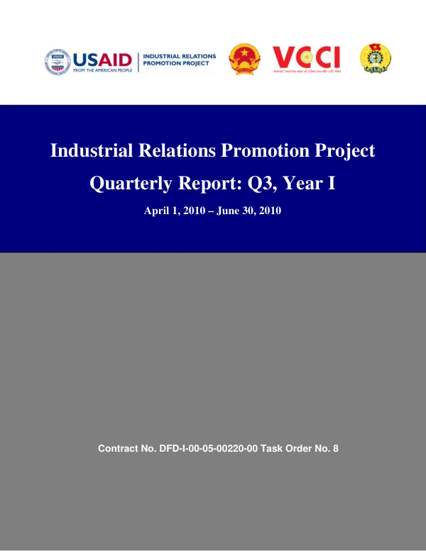 Industrial Relations Promotion Project Quarterly Report: Q3, Year I