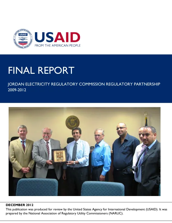 Final report : Jordan electricity regulatory commission regulatory partnership, 2009-2012