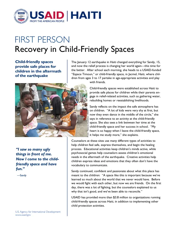 Recovery in Child-Friendly Spaces