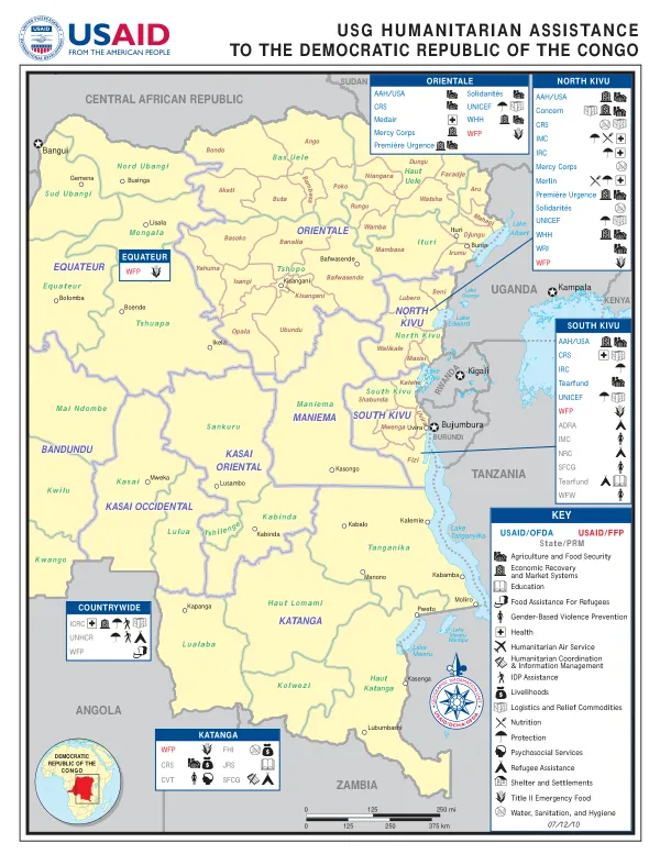 USG HUMANITARIAN ASSISTANCE TO THE DEMOCRATIC REPUBLIC OF THE CONGO MAP