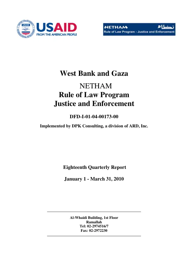 Eighteenth Quarterly Report: January 1 - March 31, 2010