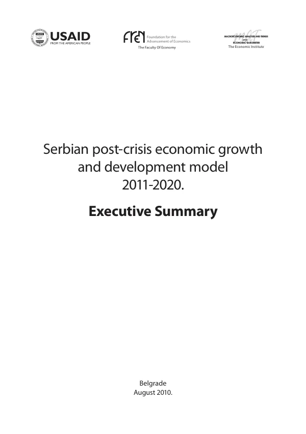 Serbian Post-Crisis Economic Growth and Development Model 2011-2020