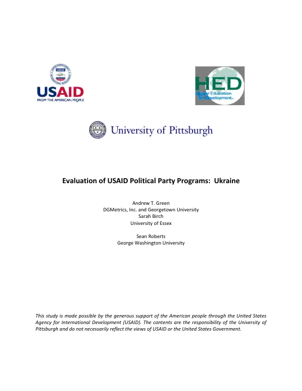 Evaluation of USAID Political Party Programs: Ukraine
