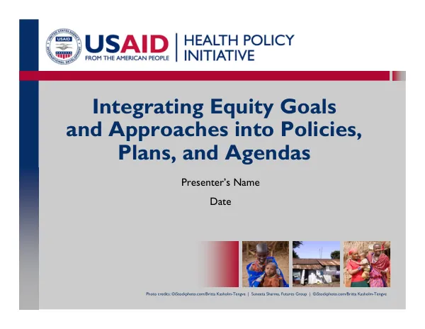 Integrating Equity Goals and Approaches into Policies, Plans, and Agendas