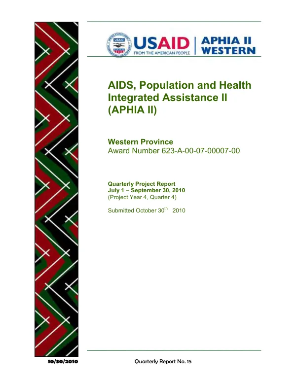 Quarterly Project Report: APHIA II Western Consortium Partners