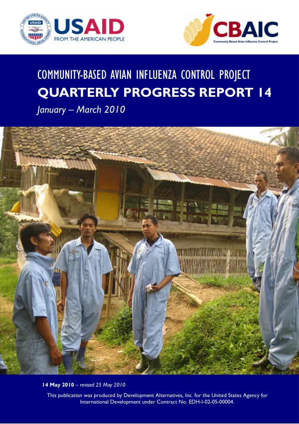 Community-Based Avian Influenza Control Project Quarterly Progress Report 14