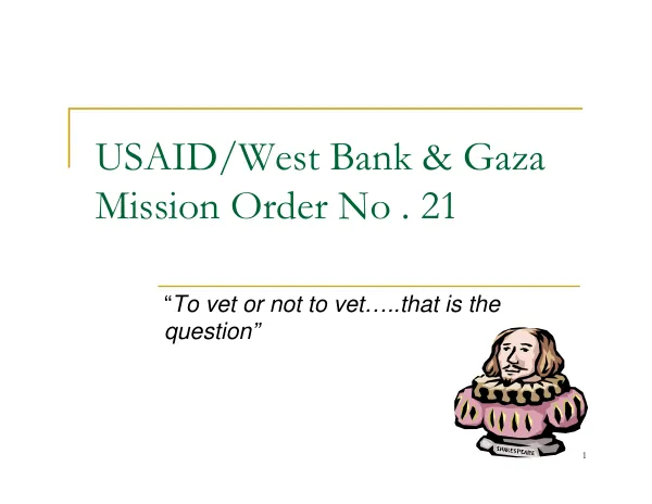 USAID/West Bank & Gaza Mission Order No. 21