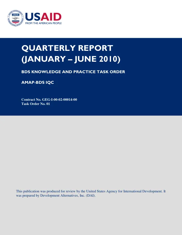 Quarterly Report (January – June 2010)