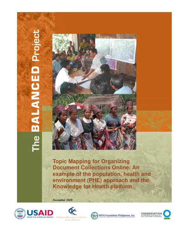Topic Mapping for Organizing Document Collections Online: An example of the population, health and environment (PHE) approach and the Knowledge for Health platform