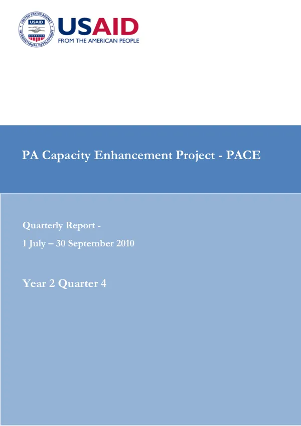 PA Capacity Enhancement Project - PACE 4th Quarter Progress Report