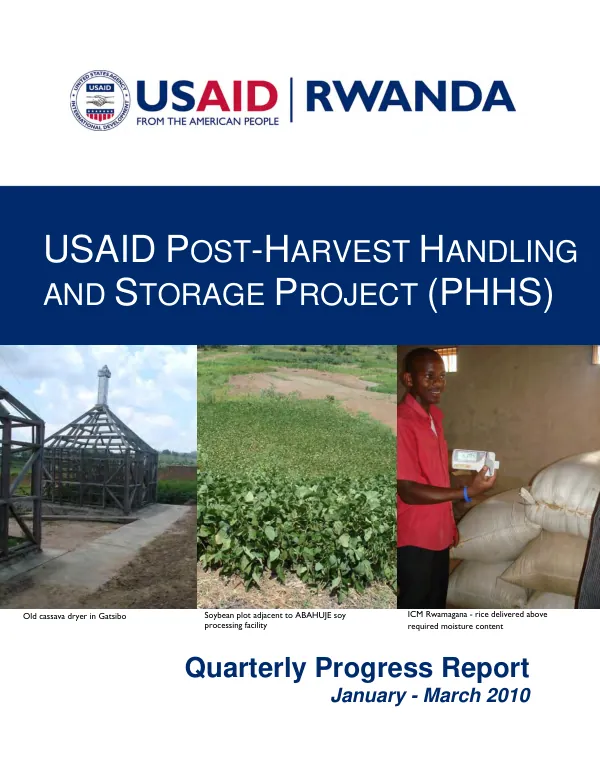 Quarterly Progress Report: USAID Post-Harvest Handling and Storage Project