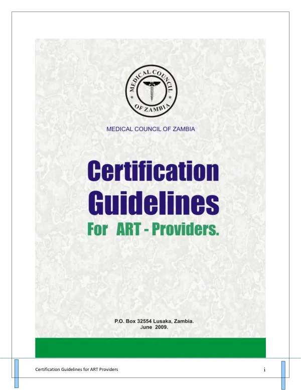 Certification Guidelines for ART Providers
