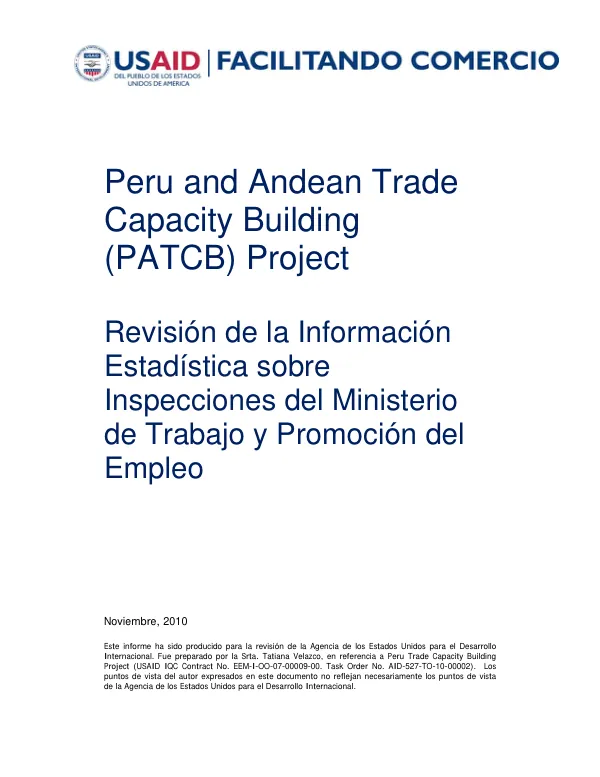Revisión de la Información Estadística sobre Inspecciones del Ministerio de Trabajo y Promoción del Empleo