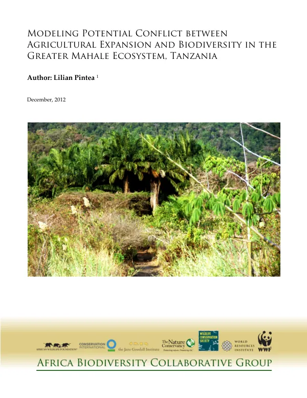 Modeling potential conflict between agricultural expansion and biodiversity in the Greater Mahale ecosystem, Tanzania