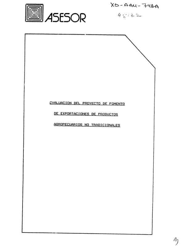 EVALUACION DEL PROYECTO DE FOMENTO DE EXPORTACIONES DE PRODUCTOS AGROPECUARIOS NO TRADICIONALES