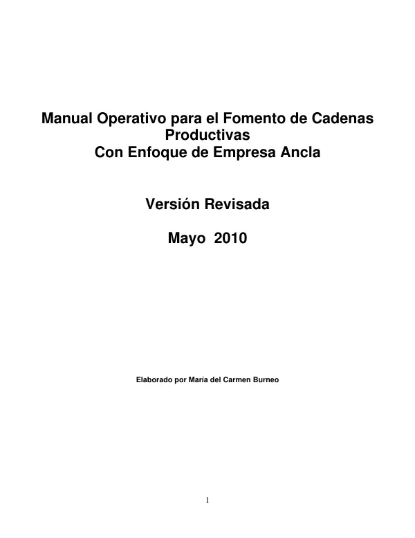 Manual Operativo para el Fomento de Cadenas Productivas Con Enfoque de Empresa Ancla