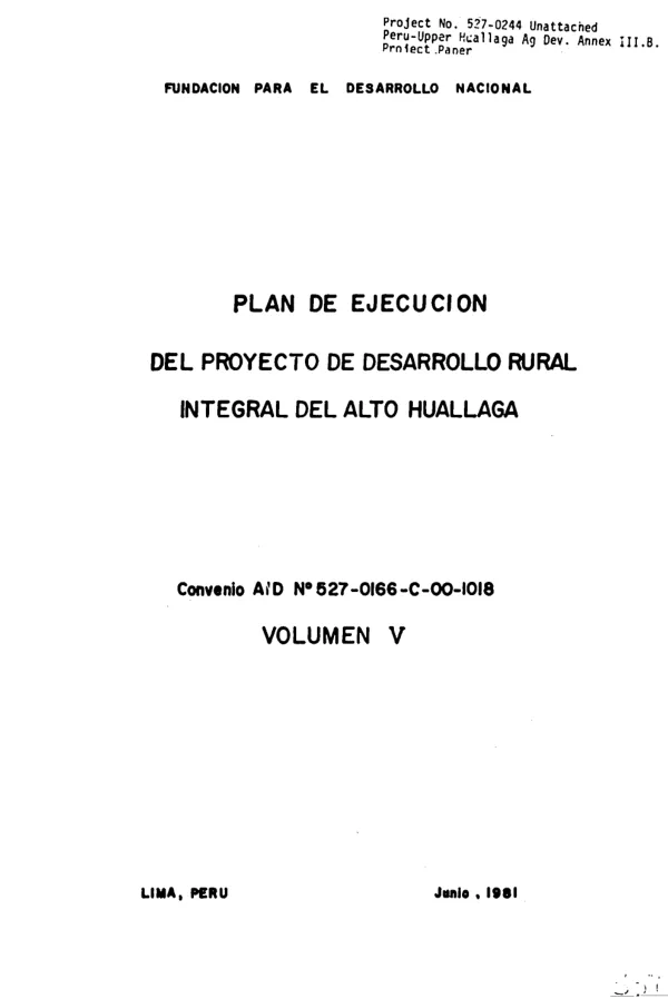 Evaluaci6n Econ6mica del Proyecto de Desarrollo Rural Integral del Alto Huallaga