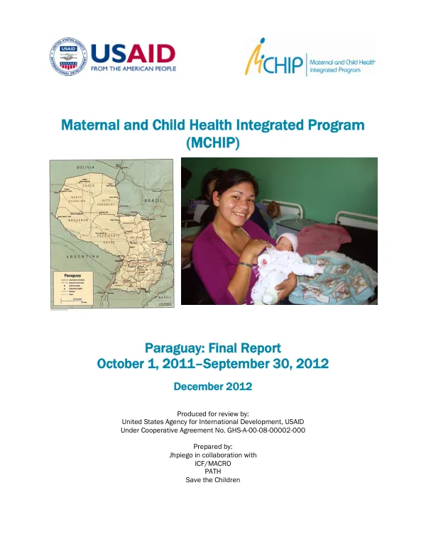 Maternal and child health integrated program (MCHIP) : Paraguay : final report : October 1, 2011-September 30, 2012