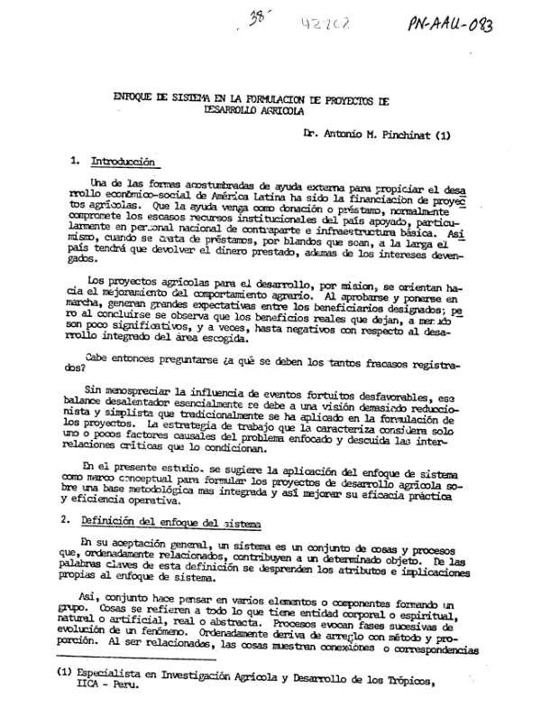 Formulaci6n de Proyectos de Desarrollo Agricola