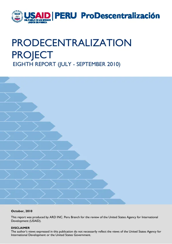 ProDecentralization Project Eighth report July- September 2010