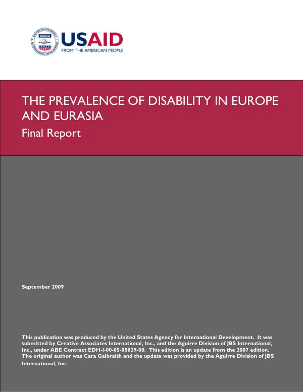 The Prevalence of Disability in Europe and Eurasia Final Report