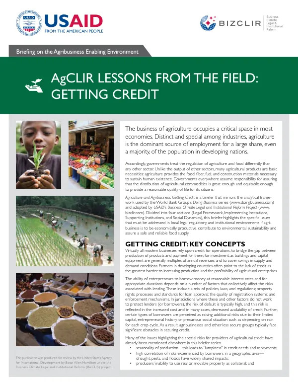 Agriculture and Agribusiness: Getting Credit