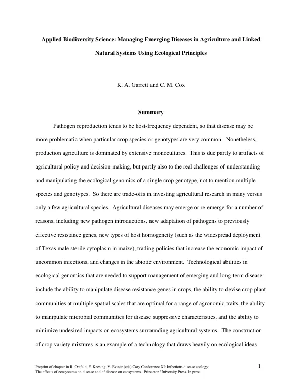 The effects of ecosystems on disease and of disease on ecosystems