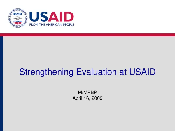 Strengthening Evaluation at USAID