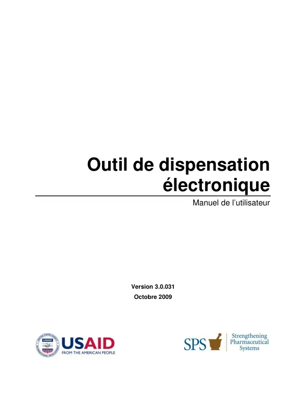 Outil de dispensation électronique : Manuel de l’utilisateur
