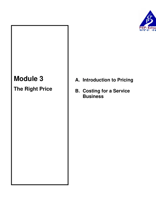 The Right Price: Participant Guide—Module 3